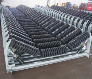 The buffer roller set has a spring plate type roller